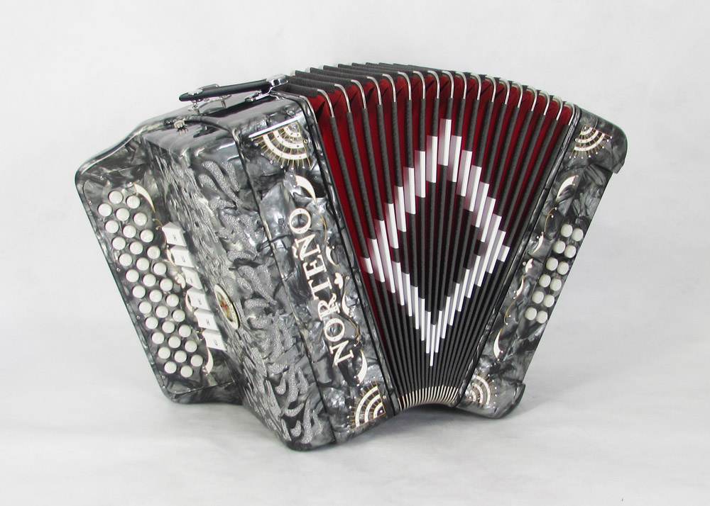 Acordeon Marca Norteño  2 Tonos Gris /Sol Blanco
