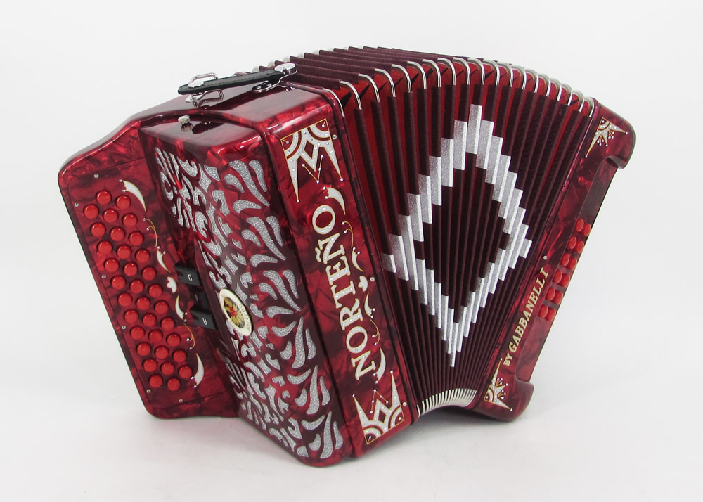 Norteño Brand Accordion 3 Registers Red/Silver Euro