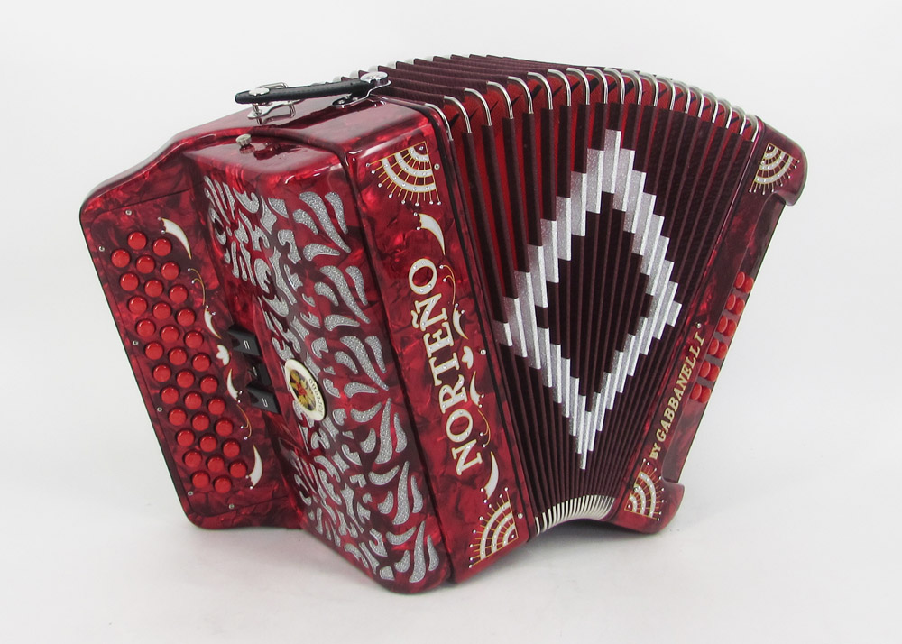 Norteño Brand Accordion 3 Registers Red/Silver Sun