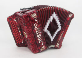 Norteño Brand Accordion 3 Registers Red/White Sun