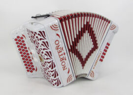 Acordeon Marca Norteño 3 Registros Blanco/ Sol Rojo