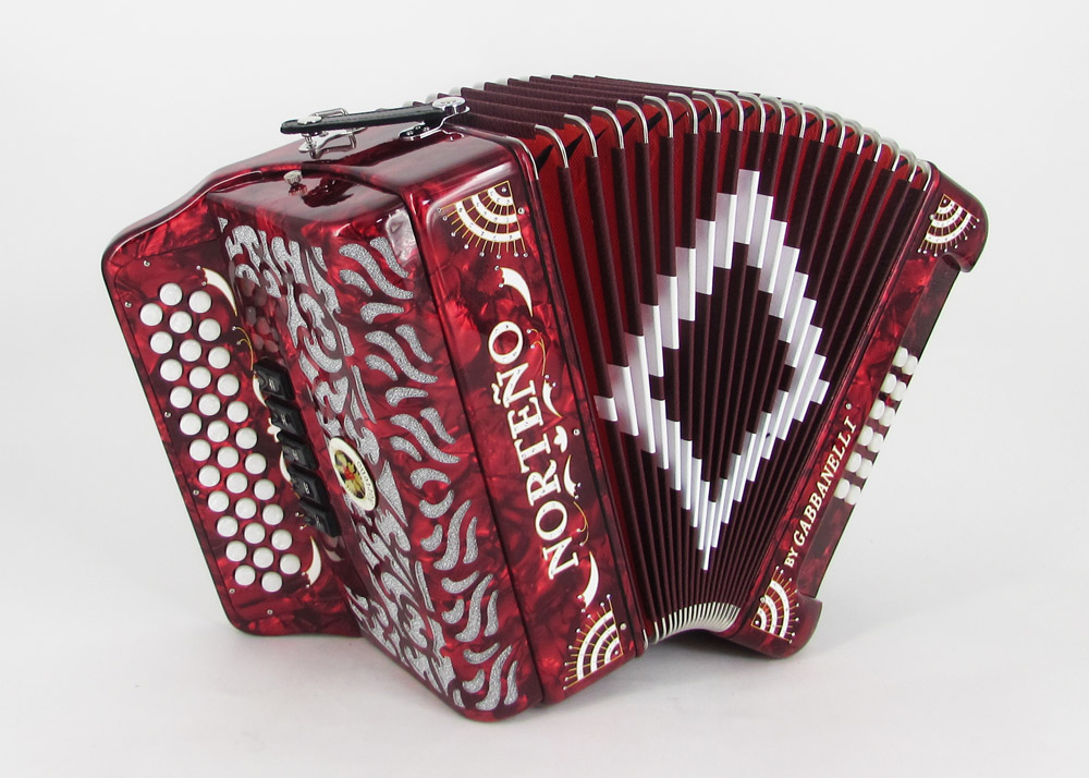 Acordeon Marca Norteño 5 Registros Rojo/ Sol Blanco