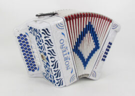 Norteño Brand Accordion 5 Registers White/Blue Sun