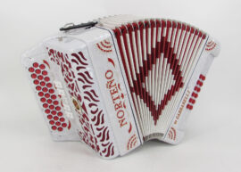 Norteño Brand Accordion 5 Registers White/Red Sun