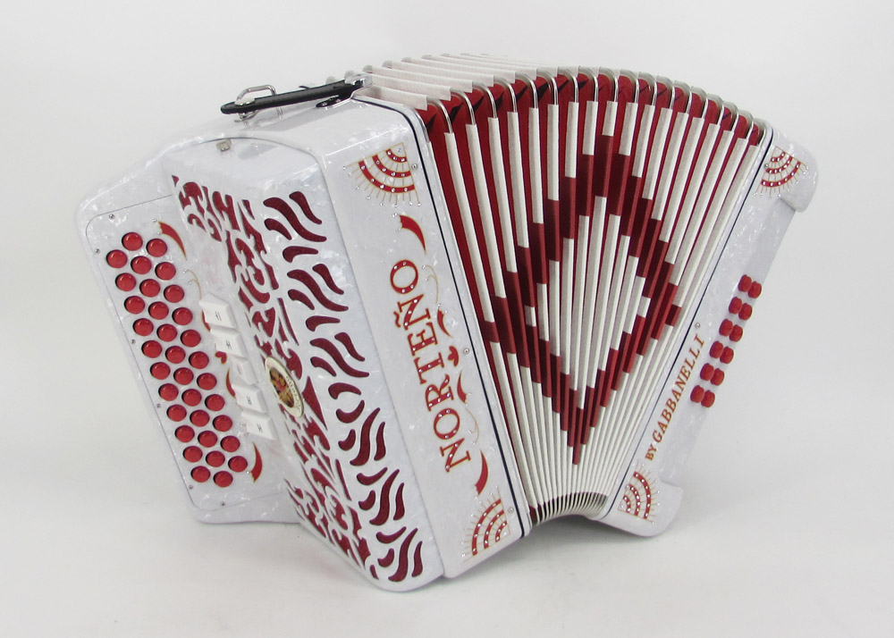 Acordeon Marca Norteño 5 Registros Blanco/Sol Rojo
