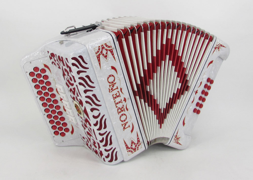 Acordeon Marca Norteño 5 Registros Blanco/Euro Rojo