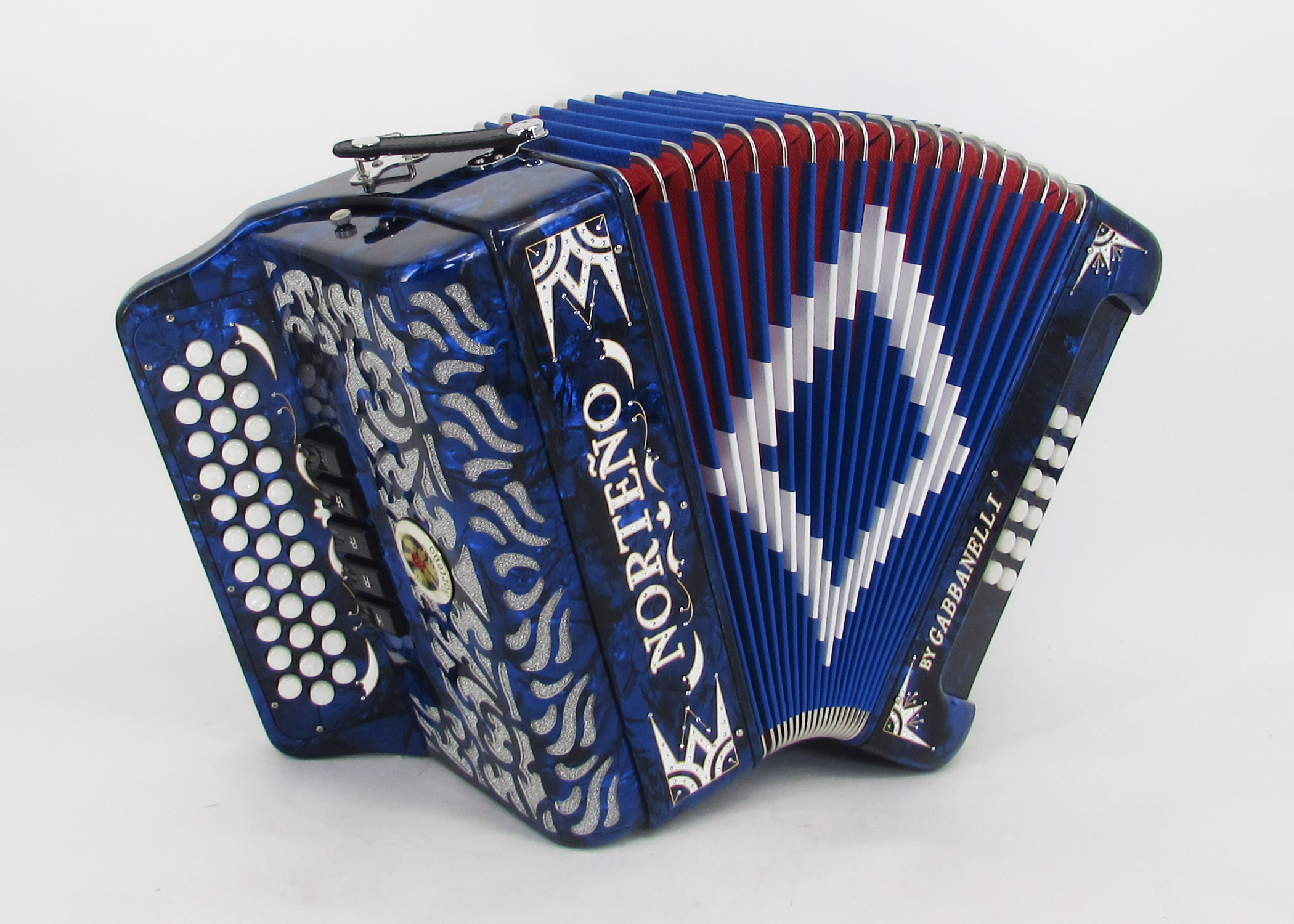 Norteño Brand Accordion 5 Registers Blue/White Euro