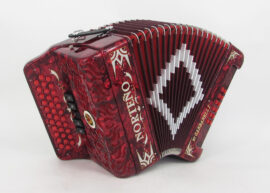 Acordeon Marca Norteño 5 Registros Red/Euro Plateado