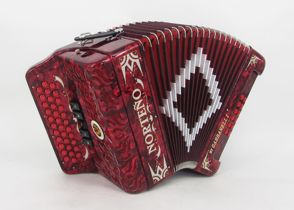 Acordeon Marca Norteño 5 Registros Red/Euro Plateado