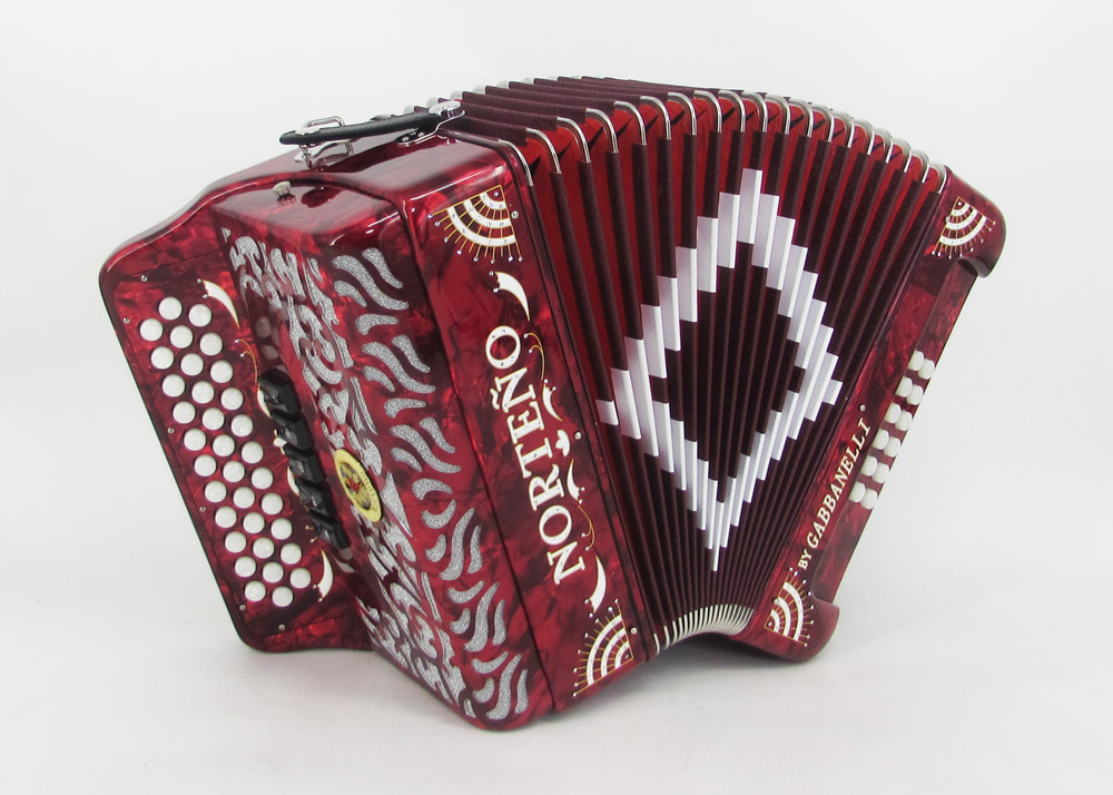 Norteño Brand Accordion 5 Registers Red/White Sun