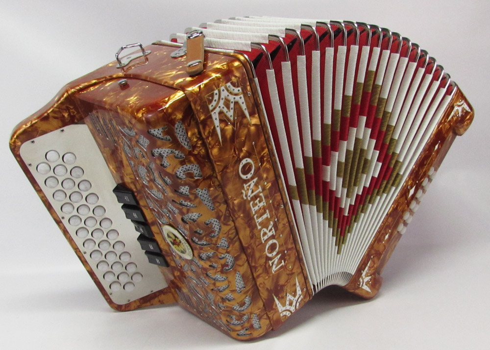 Norteño Brand Accordion 5 Registers Gold/White Euro