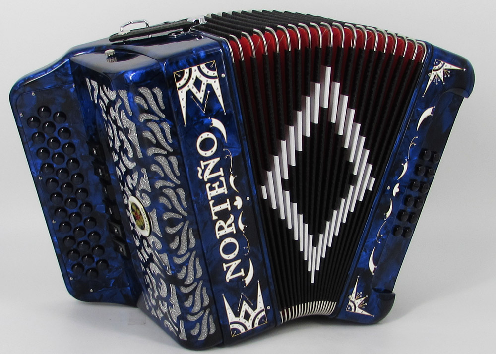 Acordeon Marca Norteño  2 Tonos Azul/Euro Blanco