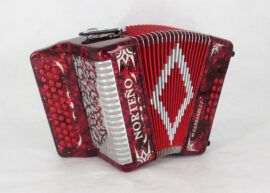 Norteño Brand Accordion No Registers Compact Red/ White Euro