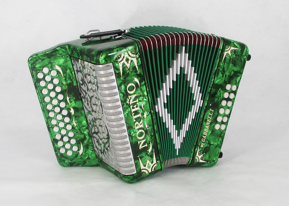 Acordeon Marca Norteño Sin Registros Compacto Verde /Euro Blanco