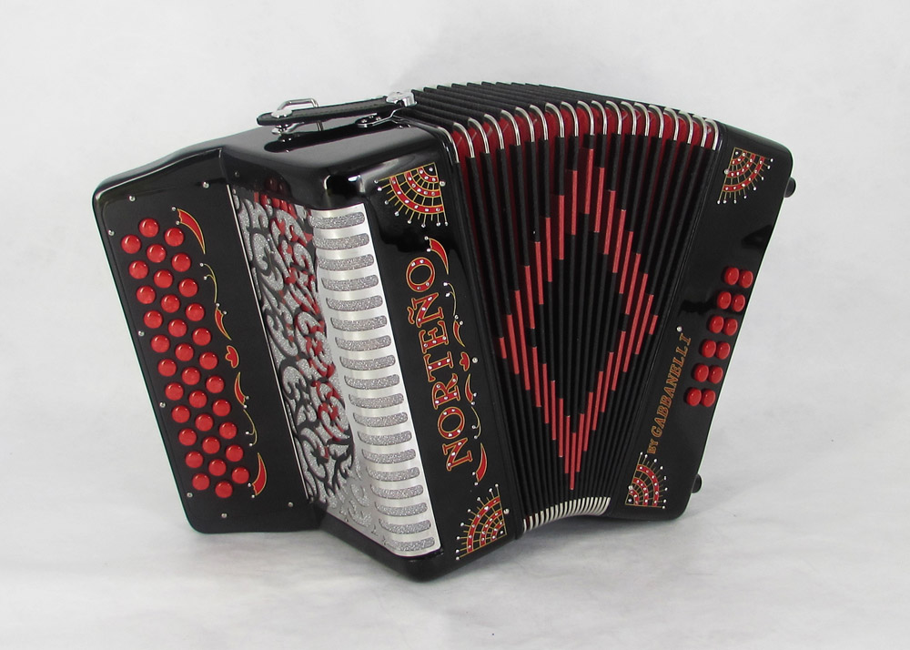 Acordeon Marca Norteño Sin Registros Compacto Negro/ Sol Rojo