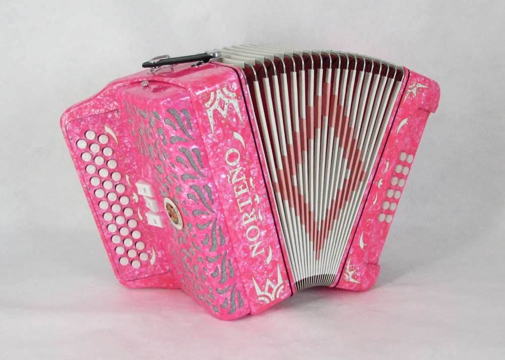 Acordeon Marca Norteño 3 Registros Rosa / Euro Blanco