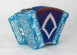 Norteño Brand Accordion 3 Registers Sky Blue/White Sun