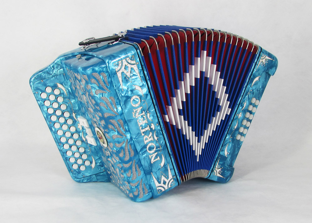 Acordeon Marca Norteño 3 Registros Azul Celeste/Euro Blanco