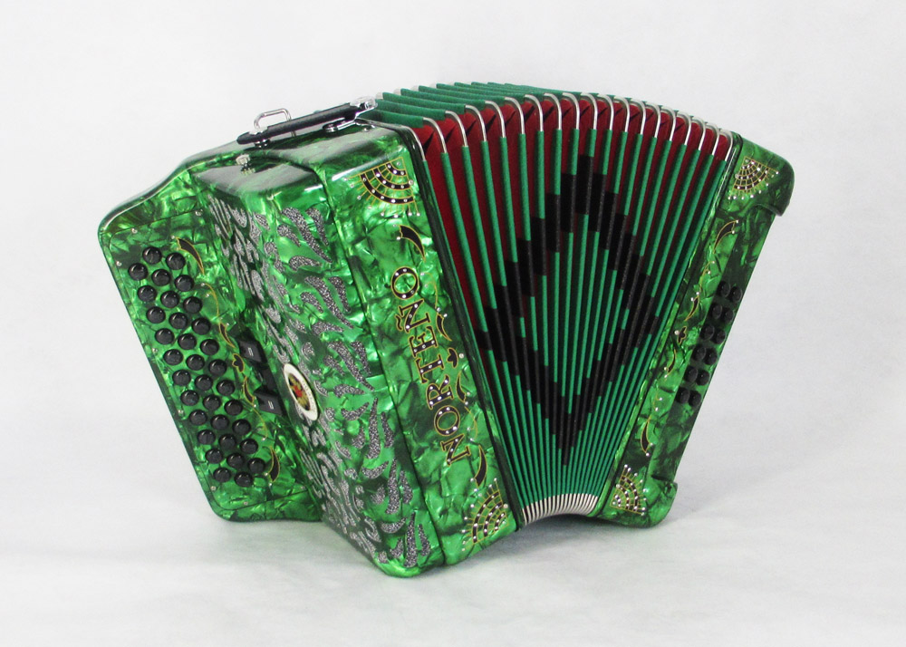 Acordeon Marca Norteño 3 Registros Verde /Sol Negro