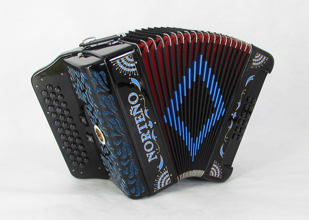 Norteño Brand Accordion 3 Registers Black/Blue Sun