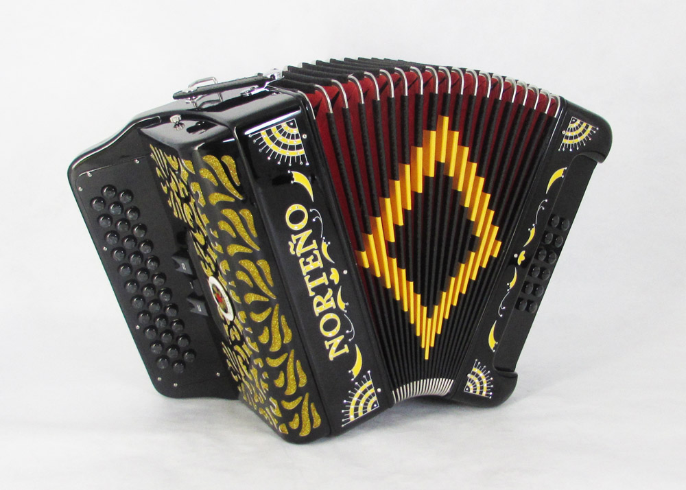 Acordeon Marca Norteño 3 Registros Negro/Sol Amarillo