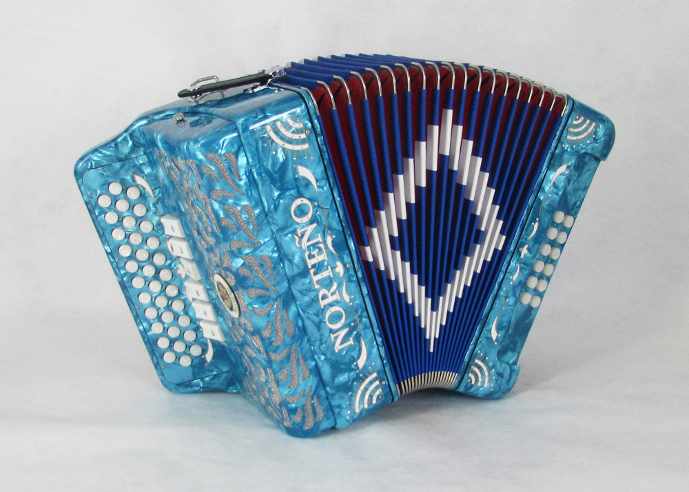 Acordeon Marca Norteño  2 Tonos Azul Celeste/Sol Blanco