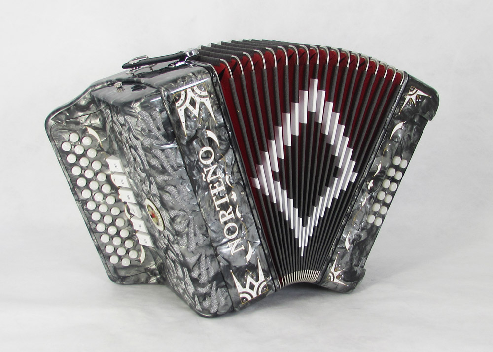 Acordeon Marca Norteño Sin Registros Compacto Gris / Sol Blanco
