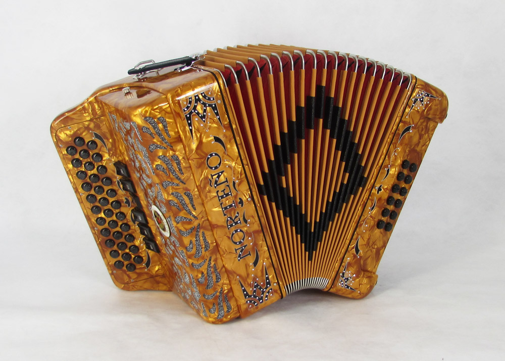 Acordeon Marca Norteño  2 Tonos Dorado/Euro Negro