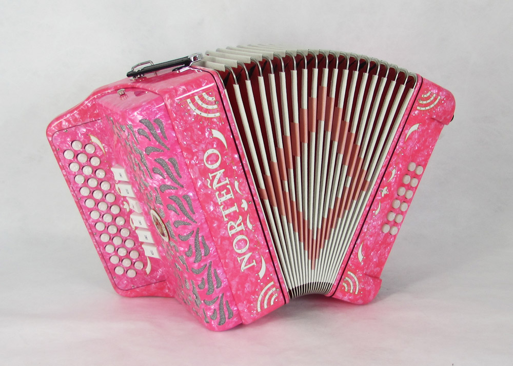 Norteño Brand Accordion 2 Tone Pink/White Sun