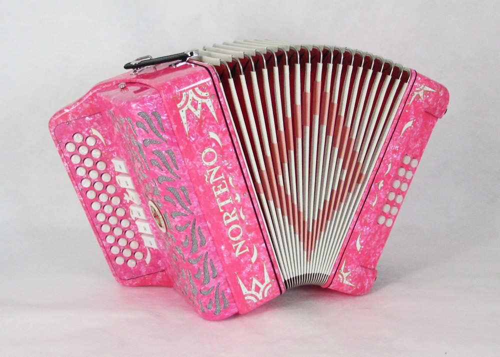 Norteño Brand Accordion 2 Tone Pink/White Euro
