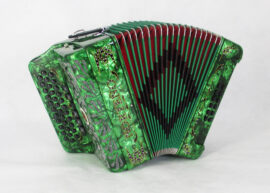Acordeon Marca Norteño  2 Tonos Verde/Euro Negro