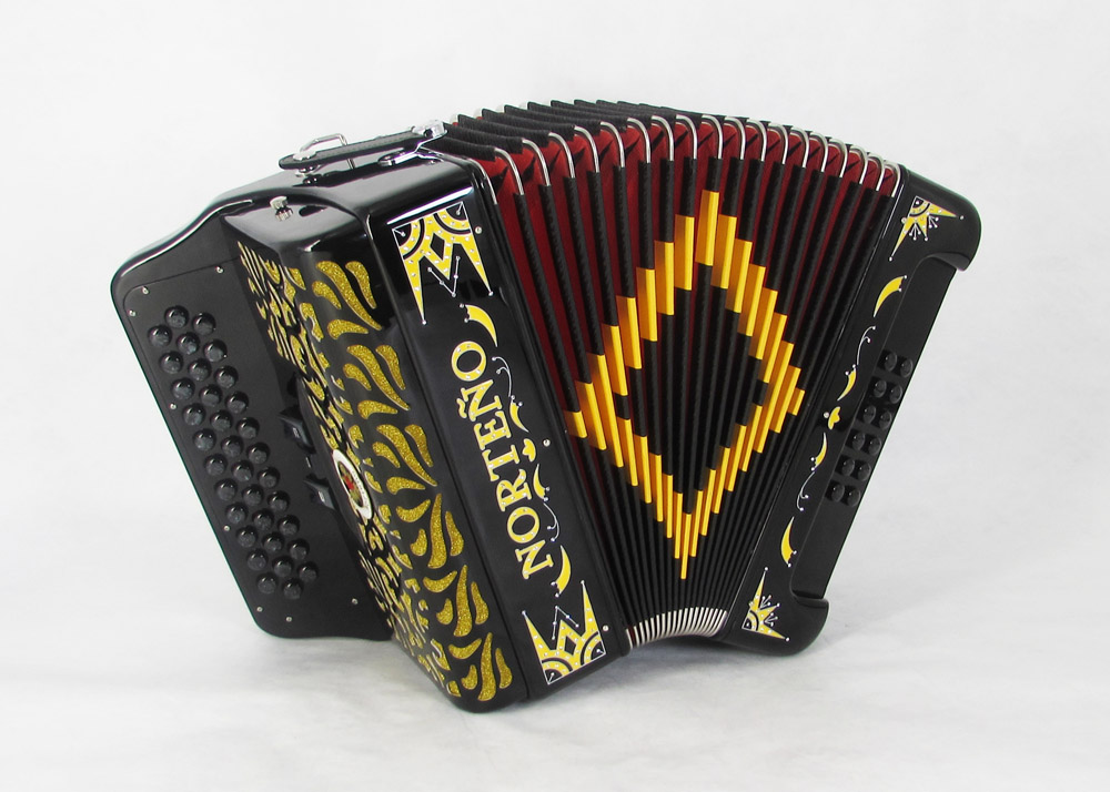 Acordeon Marca Norteño 3 Registros Negro/Euro Amarillo