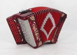 Norteño Brand Accordion No Registers Compact Red / Silver Sun