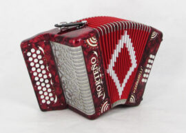 Norteño Brand Accordion No Registers Compact Red / White Sun