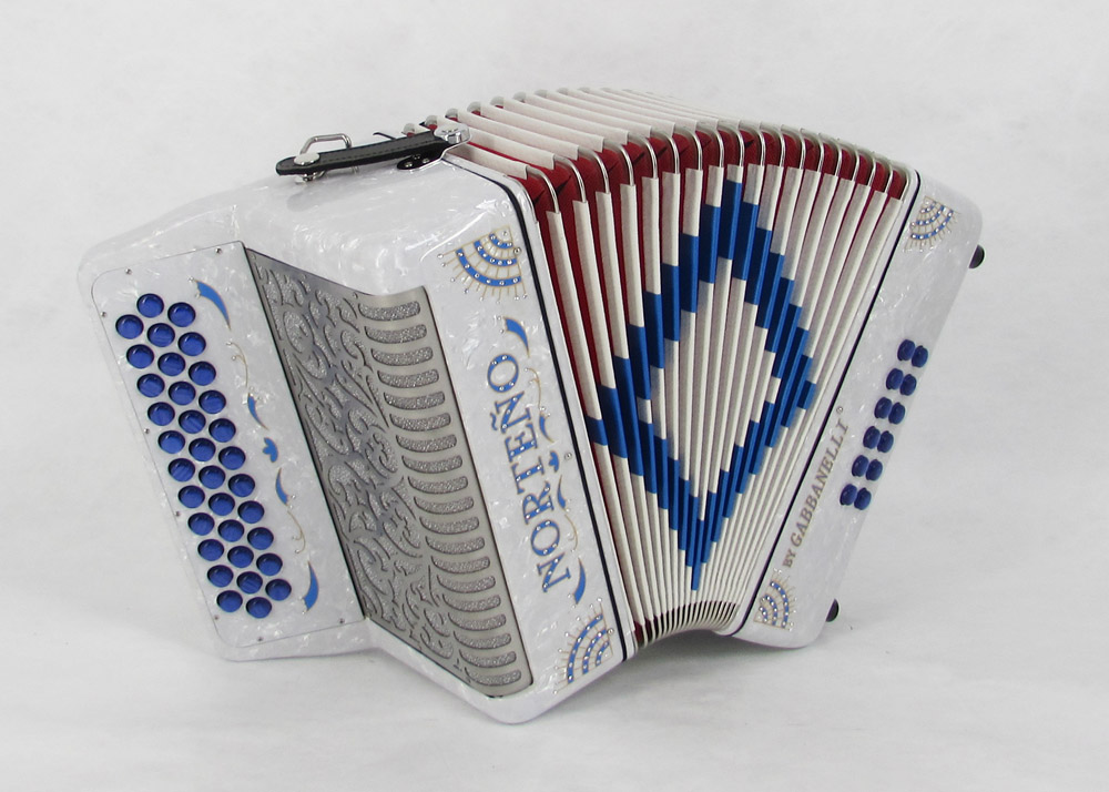 Norteño Brand Accordion No Registers Compact White / Blue Sun