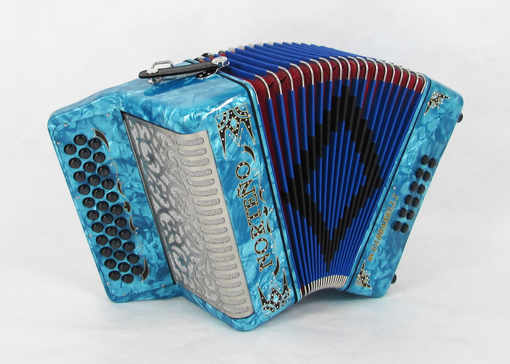 Norteño Brand Accordion No Registers Compact Sky Blue / Black Euro