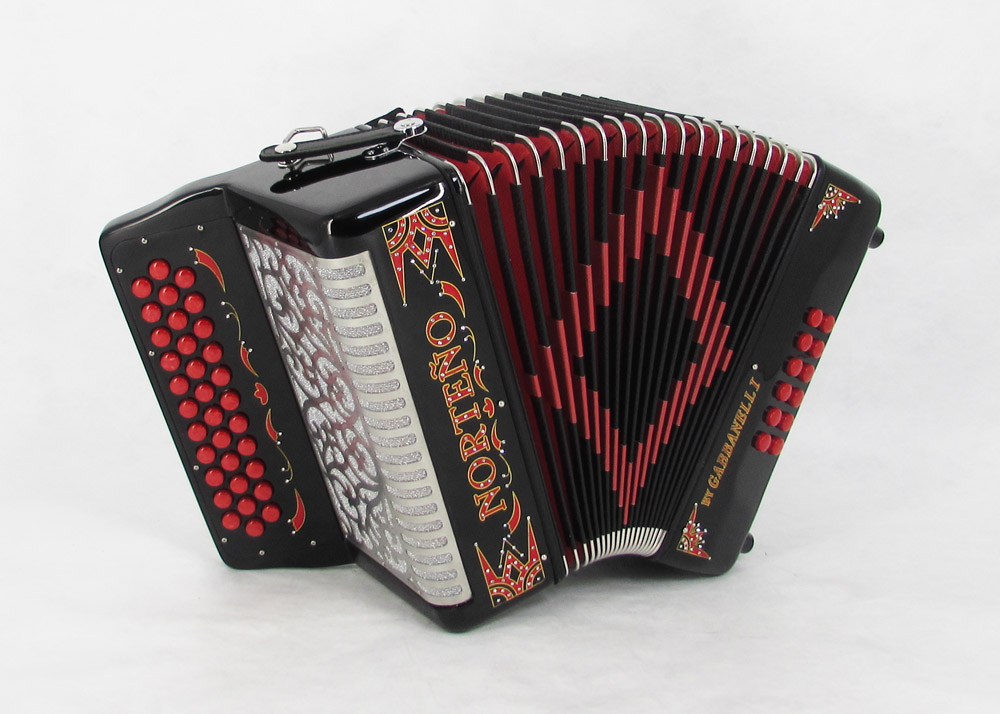 Norteño Brand Accordion No Registers Compact Black/ Red Euro