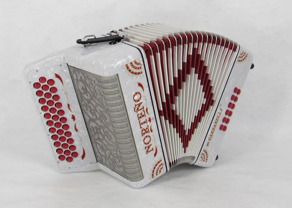 Norteño Brand Accordion No Registers Compact White / Red Sun