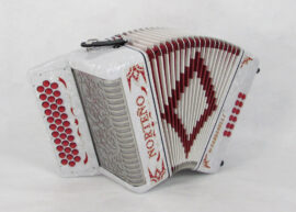 Norteño Brand Accordion No Registers Compact White / Red Euro