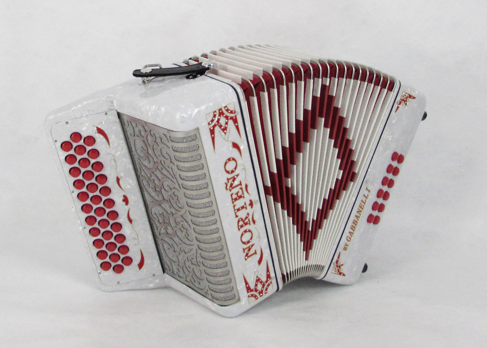 Acordeon Marca Norteño Sin Registros Compacto Blanco / Euro Rojo