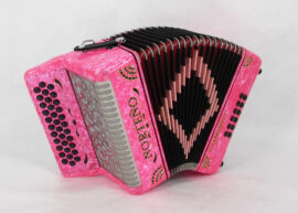 Norteño Brand Accordion No Registers Compact Pink / Black Sun