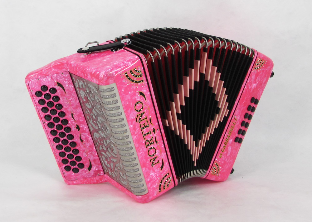 Acordeon Marca Norteño Sin Registros Compacto Rosa / Sol Negro