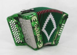 Norteño Brand Accordion No Registers Compact Green / White Euro