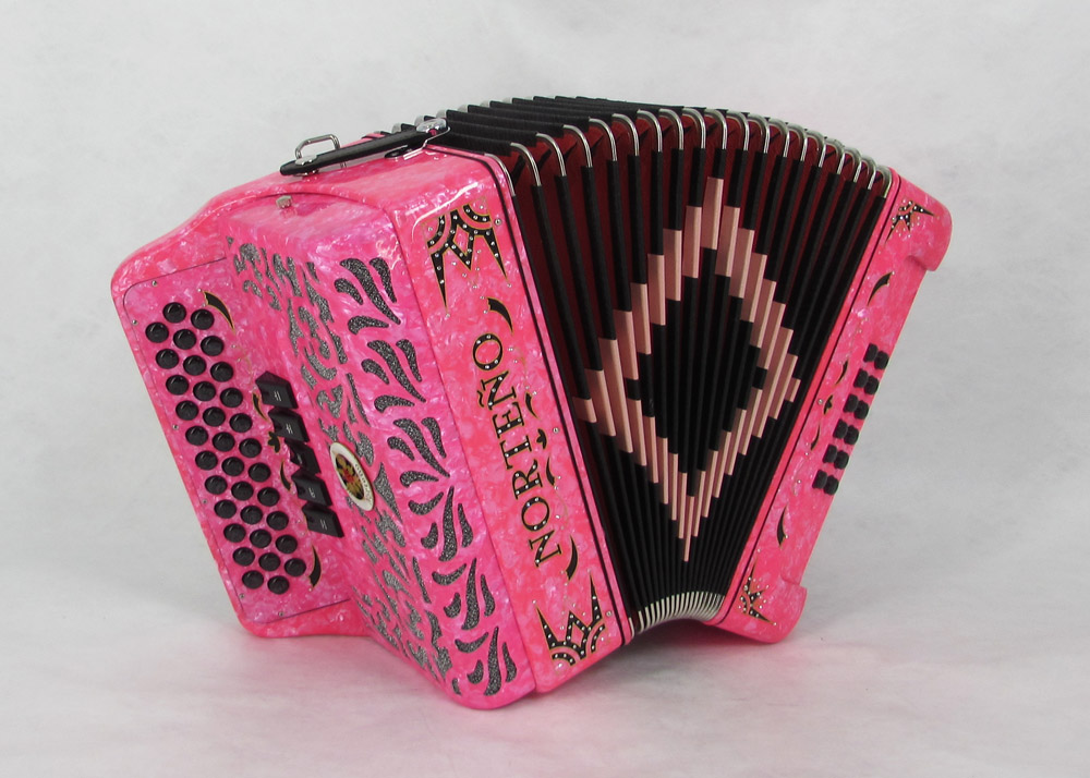 Norteño Brand Accordion 5 Registers Pink / Black Euro