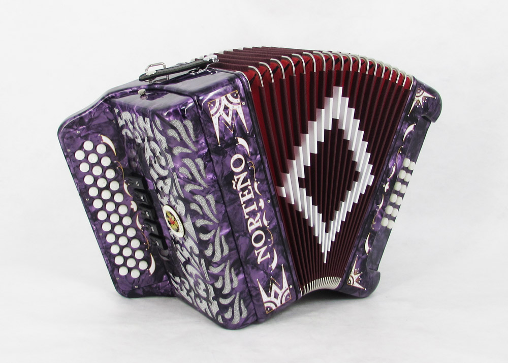 Norteño Brand Accordion 5 Registers Purple / White Euro