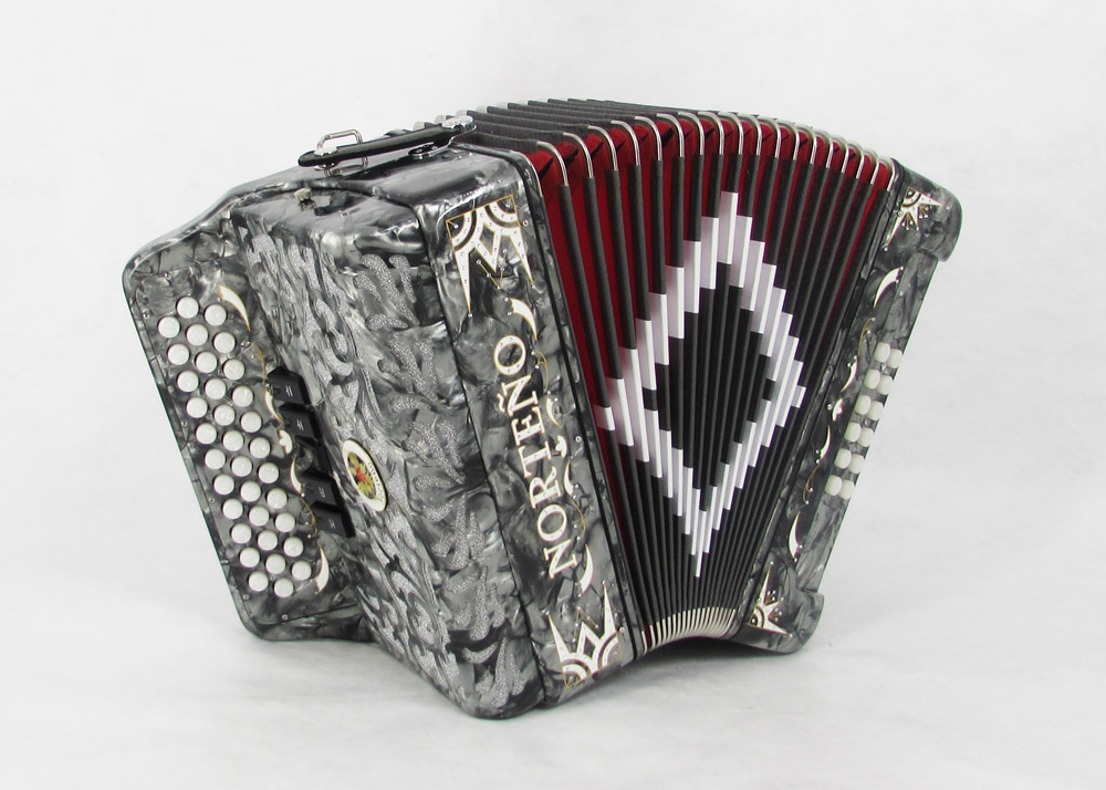 Norteño Brand Accordion 5 Registers Grey / White Euro