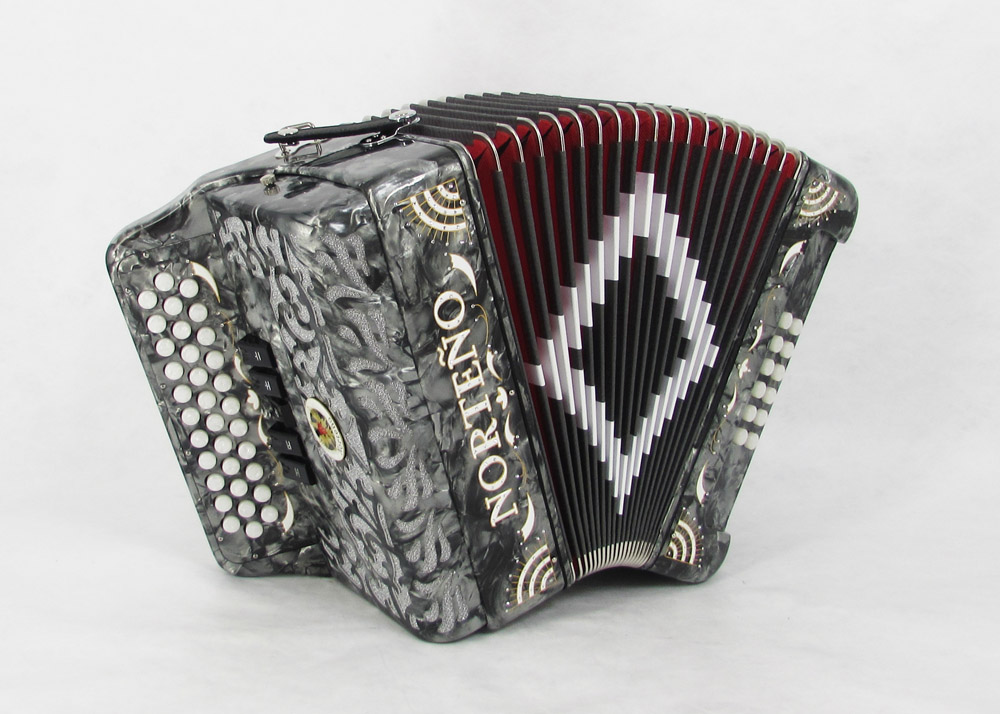 Norteño Brand Accordion 5 Registers Grey / White Sun