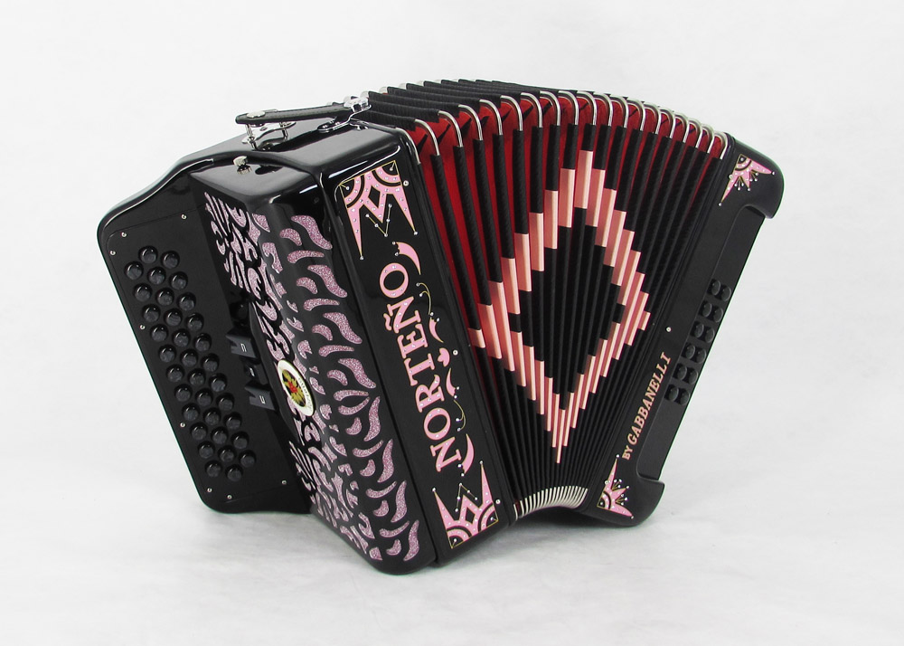 Acordeon Marca Norteño 3 Registros Negro/Euro Rosa