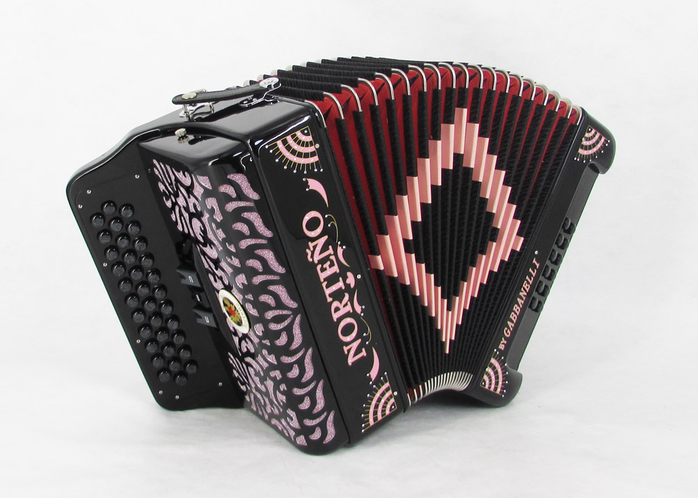 Acordeon Marca Norteño 3 Registros Negro/Sol Rosa