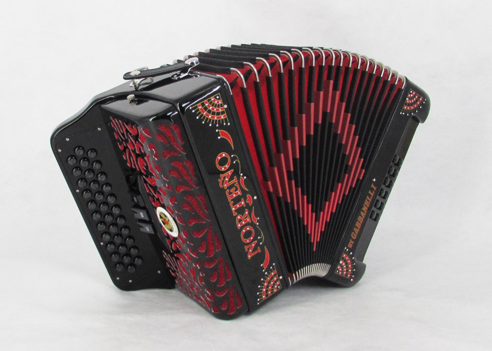 Acordeon Marca Norteño 3 Registros Negro/ Sol Rojo